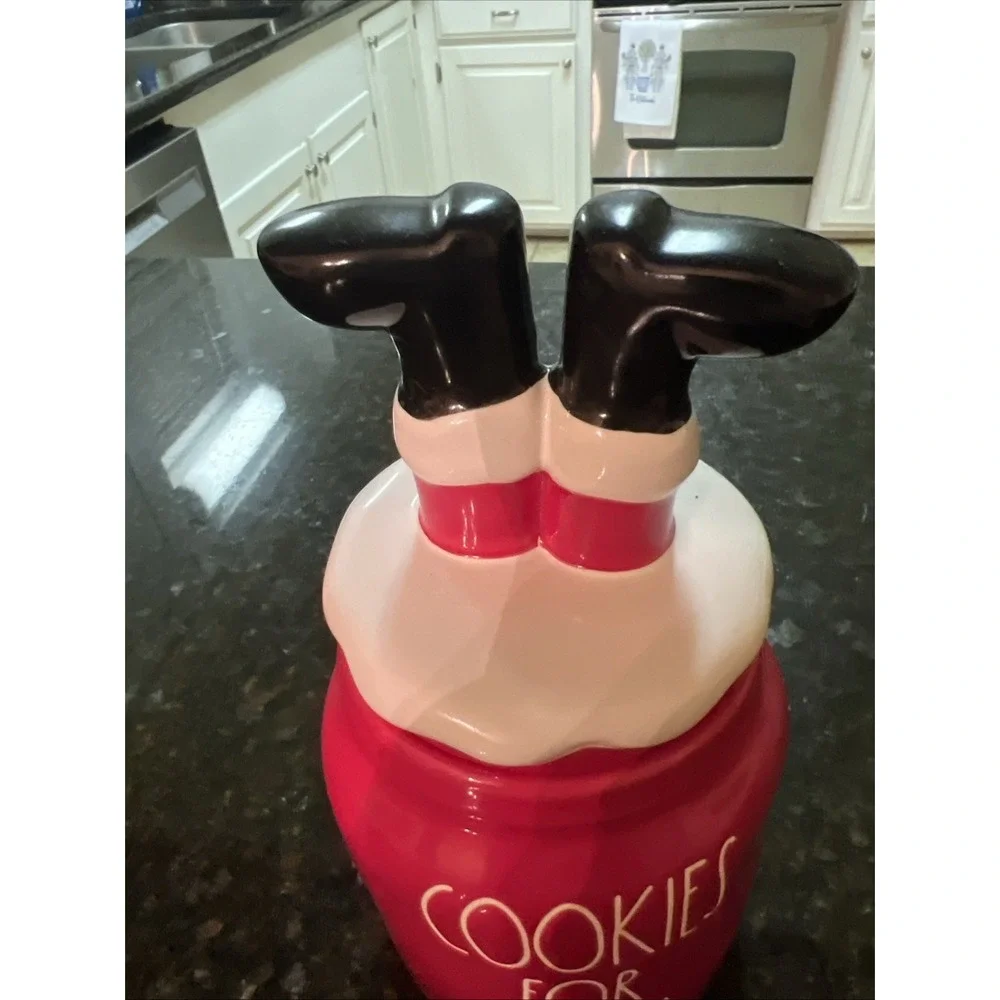 Rae Dunn Cookies For Santa Jar W/lid Christmas Decor Kitchen Cookie Jar Canister